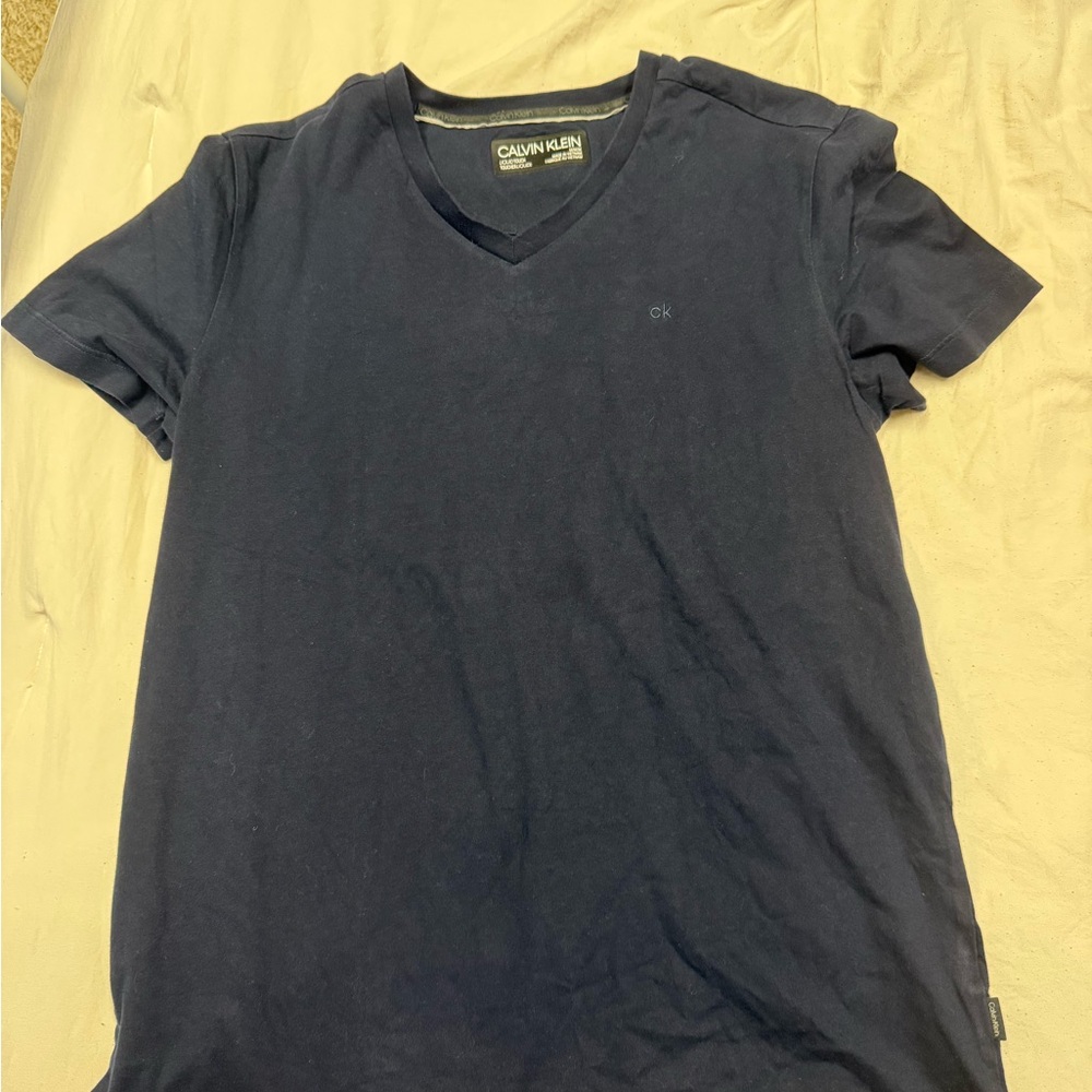 Calvin Klein Men's Dark Blue V-Neck Tee